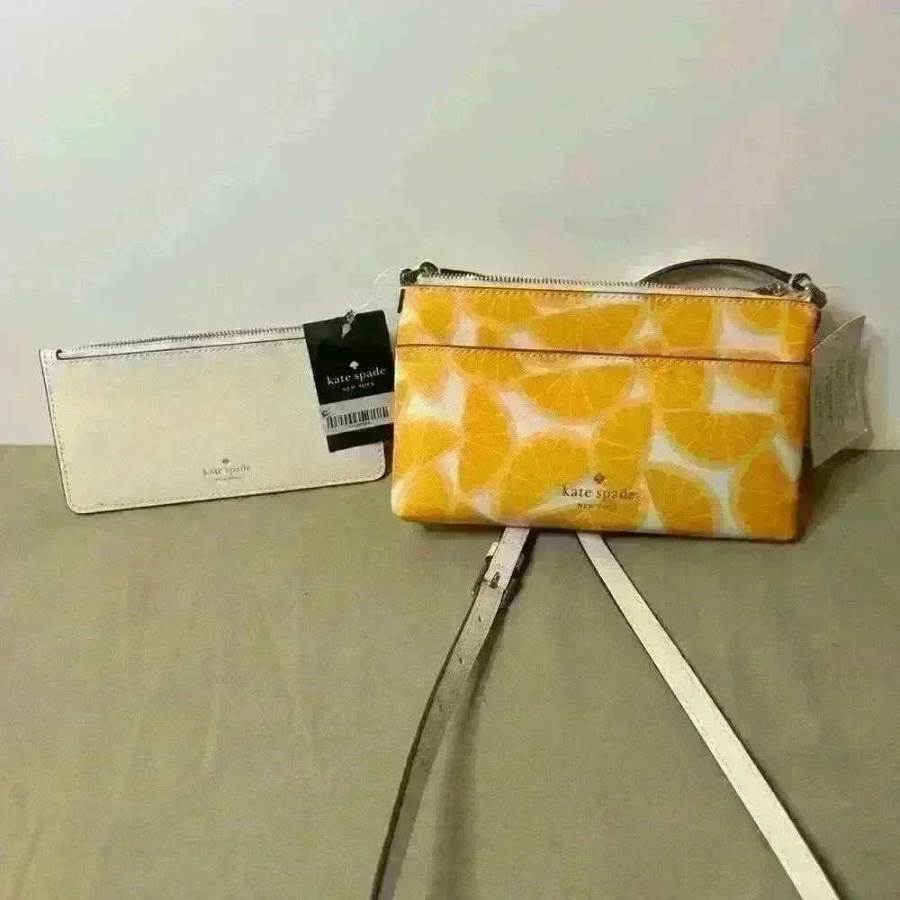 Kate Spade Sadie Orange Slice Crossbody Handbag. Two Pieces  NWT